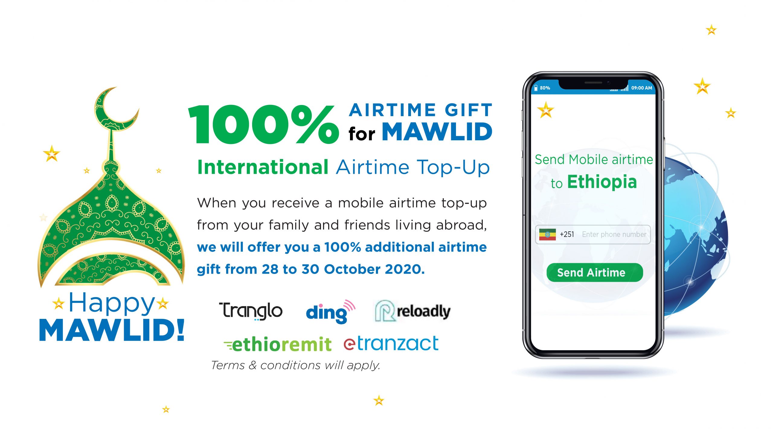 International Airtime Top Up Holiday Bonus Terms and Conditions